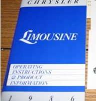 1986 Chrysler Executive Limousine Owner's Manual