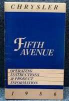 1986 Chrysler Fifth Avenue Owner's Manual