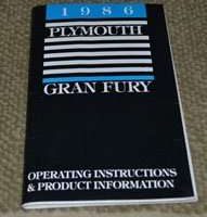 1986 Plymouth Gran Fury Owner's Manual