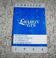 1986 Chrysler LeBaron GTS Owner's Manual