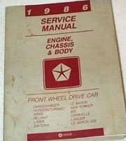 1986 Chrysler Laser Engine, Chassis & Body Service Manual