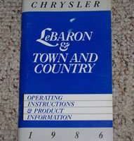 1986 Chrysler Lebaron, Town & Country Owner's Manual