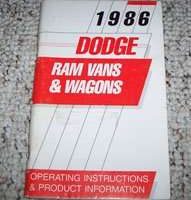 1986 Dodge Ram Van & Wagon Owner's Manual