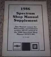 1986 Chevrolet Spectrum Driveability & Emissions Section Service Manual Supplement