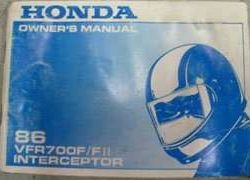 1986 Honda VFR700F & VFR700F2 Motorcycle Owner's Manual
