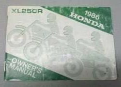 1986 Honda XL250R Motorcycle Owner's Manual