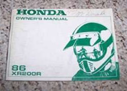 1986 Honda XR200R Motorcycle Owner's Manual