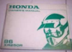 1986 Honda XR250R Motorcycle Owner's Manual