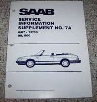 1987 Saab 900 Service Manual Supplement No. 7A