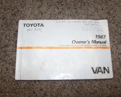 1987 Toyota Van Owner's Manual