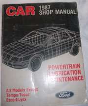 1987 Ford Thunderbird Powertrain, Maintenance & Lubrication Service Manual