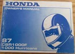 1987 Honda CBR1000F 1000 Hurricane Motorcycle Owner's Manual