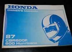 1987 Honda CBR600F Hurricane Motorcycle Owner's Manual