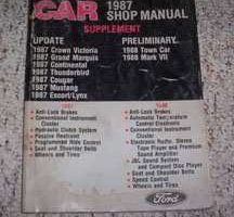 1987 Lincoln Town Car Service Manual Supplement