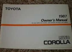 1987 Toyota Corolla RWD Owner Operator User Guide Manual