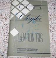 1987 Chrlser Lebaron GTS Owner's Manual