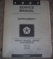 1987 Plymouth Voyager Service Manual Supplement