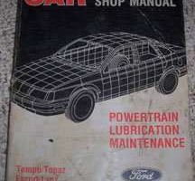 1987 Mercury Topaz & Lynx Powertrain, Lubrication & Maintenance Service Manual