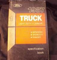 1987 Ford Aerostar, Ranger & Bronco II Specificiations Manual
