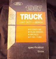 1987 Ford Bronco Specificiations Manual