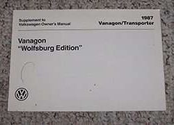 1987 Volkswagen Vanagon Wolfsgurg Edtion Owner's Manual Supplement