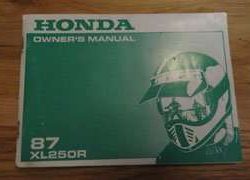 1987 Honda XL250R Motorcycle Owner's Manual