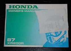 1987 Honda XR200R Motorcycle Owner's Manual