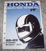 1989 Honda Shadow VLX VT600C Motorcycle Shop Service Manual