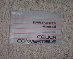 1988 Toyota Celica Convertible Owner's Manual Supplement