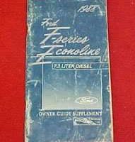 1988 Ford Econoline E-250 & E-350 7.3L Diesel Owner's Manual Supplement