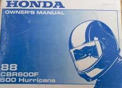 1988 Honda CBR600F Hurricane Motorcycle Owner's Manual