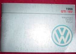 1988 Volkswagen GTI 16V Owner's Manual