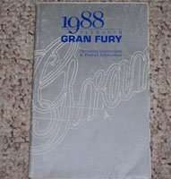 1988 Plymouth Gran Fury Owner's Manual