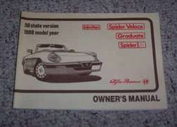 1988 Alfa Romeo Spider Veloce, Graduate, & Spider Owner's Manual