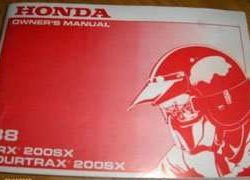1988 Honda TRX200SX Fourtrax 200SX ATV Owner's Manual
