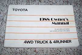 1988 Toyota 4WD Truck 4Runner Owners Manual User Guide Reference Operator OEM 