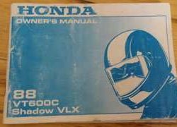 1988 Honda VT600C Shadow VLX Motorcycle Owner's Manual