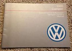 1988 Volkswagen Vanagon Camper Owner's Manual Supplement