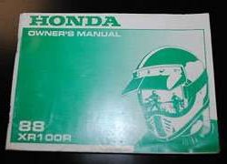 1988 Honda XR100R Motorcycle Owner's Manual