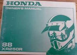 1988 Honda XR250R Motorcycle Owner's Manual