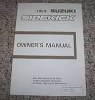 1989 Suzuki Sidekick Owner's Manual
