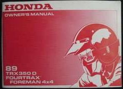 1989 Honda TRX350D Fourtrax Foreman 4x4 ATV Owner's Manual