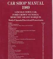 1989 Lincoln Town Car Shop Service Repair Manual