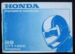 1989 Honda VT1100C Shadow Motorcycle Owner's Manual