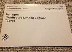 1989 Volkswagen Vanagon Wolfsburg Limeted Edition & Carat Models Owner's Manual Supplement