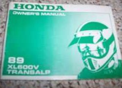 1989 Honda Transalp XL600V Motorcycle Owner's Manual