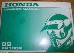 1989 Honda XR100R Motorcycle Owner's Manual