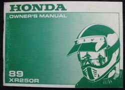 1989 Honda XR250R Motorcycle Owner's Manual