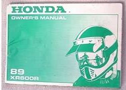 1989 Honda XR600R Motorcycle Owner's Manual