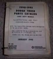 1992 Dodge Ram Wagon Mopar Parts Catalog Binder